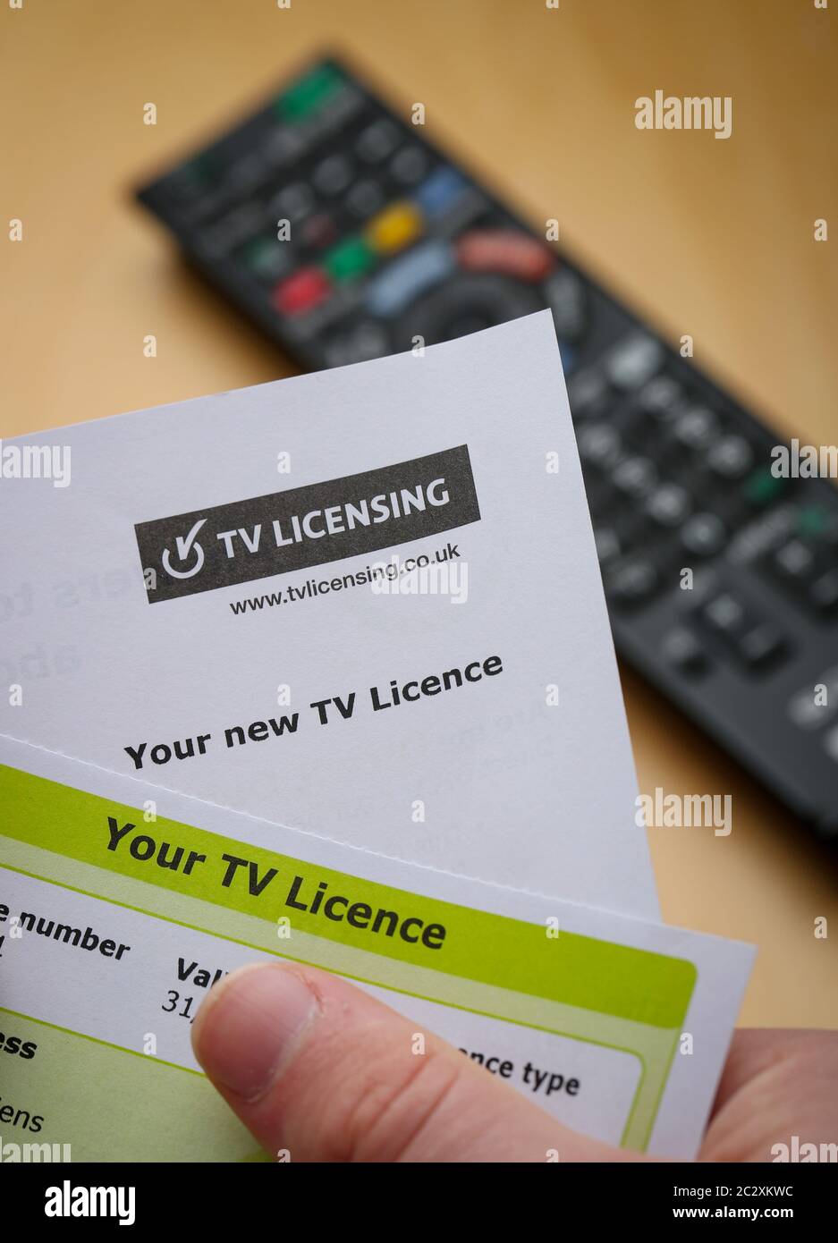 Licencia de TV de televisión del Reino Unido Foto de stock