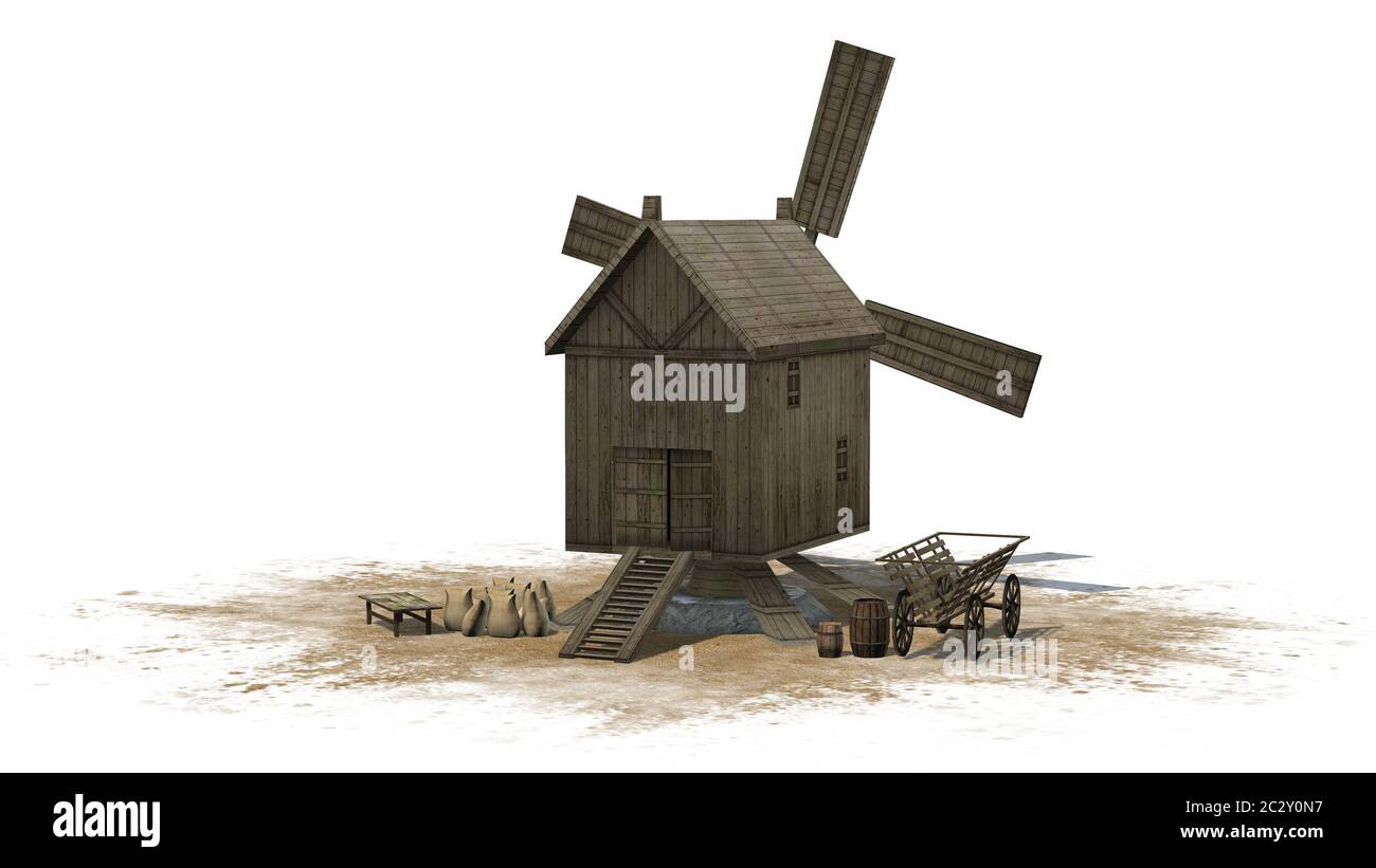 molino de viento de madera Foto de stock