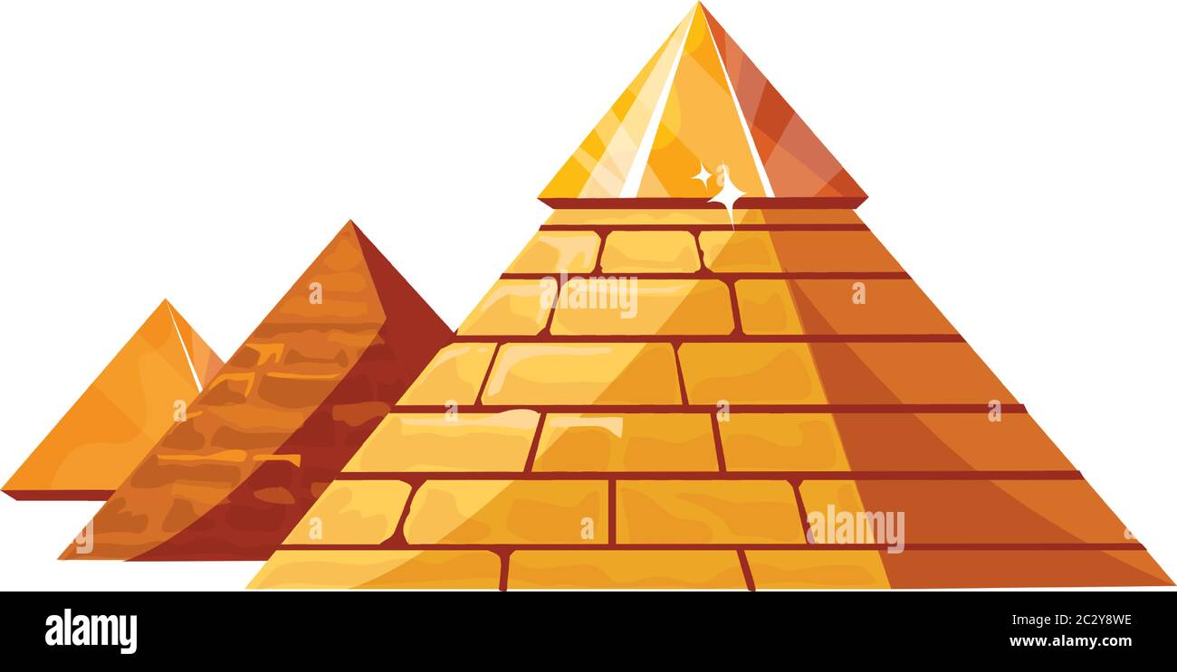 Pirámides egipcias dibujo vectorial de dibujos animados. Símbolo de la  civilización del antiguo Egipto, el lugar de enterramiento de los faraones,  el lugar de culto y una de las maravillas del mundo