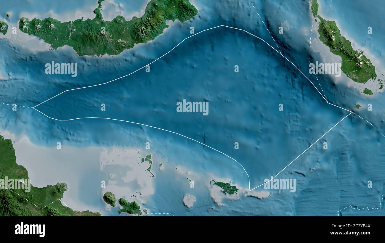 Contorno de la placa tectónica del Mar de Salomón con los bordes de las  placas circundantes contra el fondo de un mapa satelital. Renderizado en 3D  Fotografía de stock - Alamy