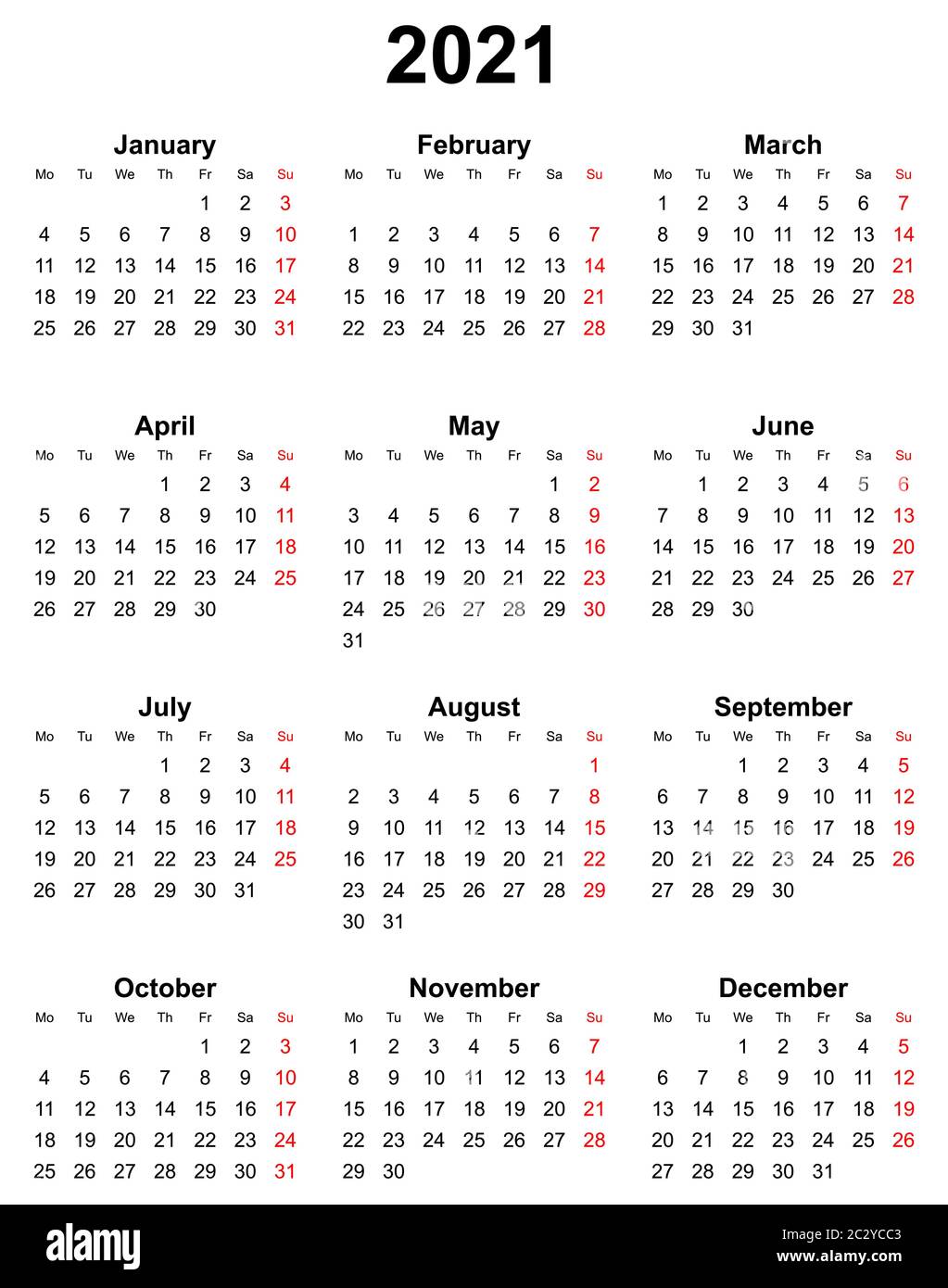 Calendario vectorial editable simple para el