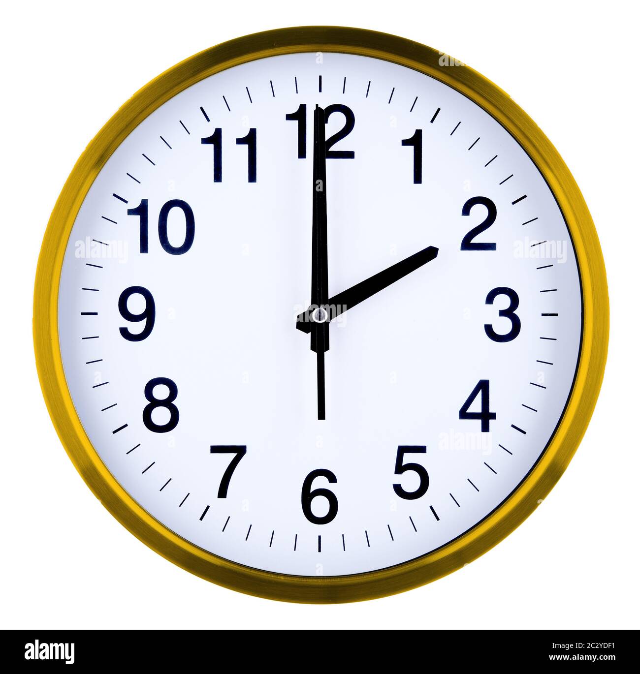 Reloj de pared aislado sobre fondo blanco. Dos en punto Fotografía de stock  - Alamy