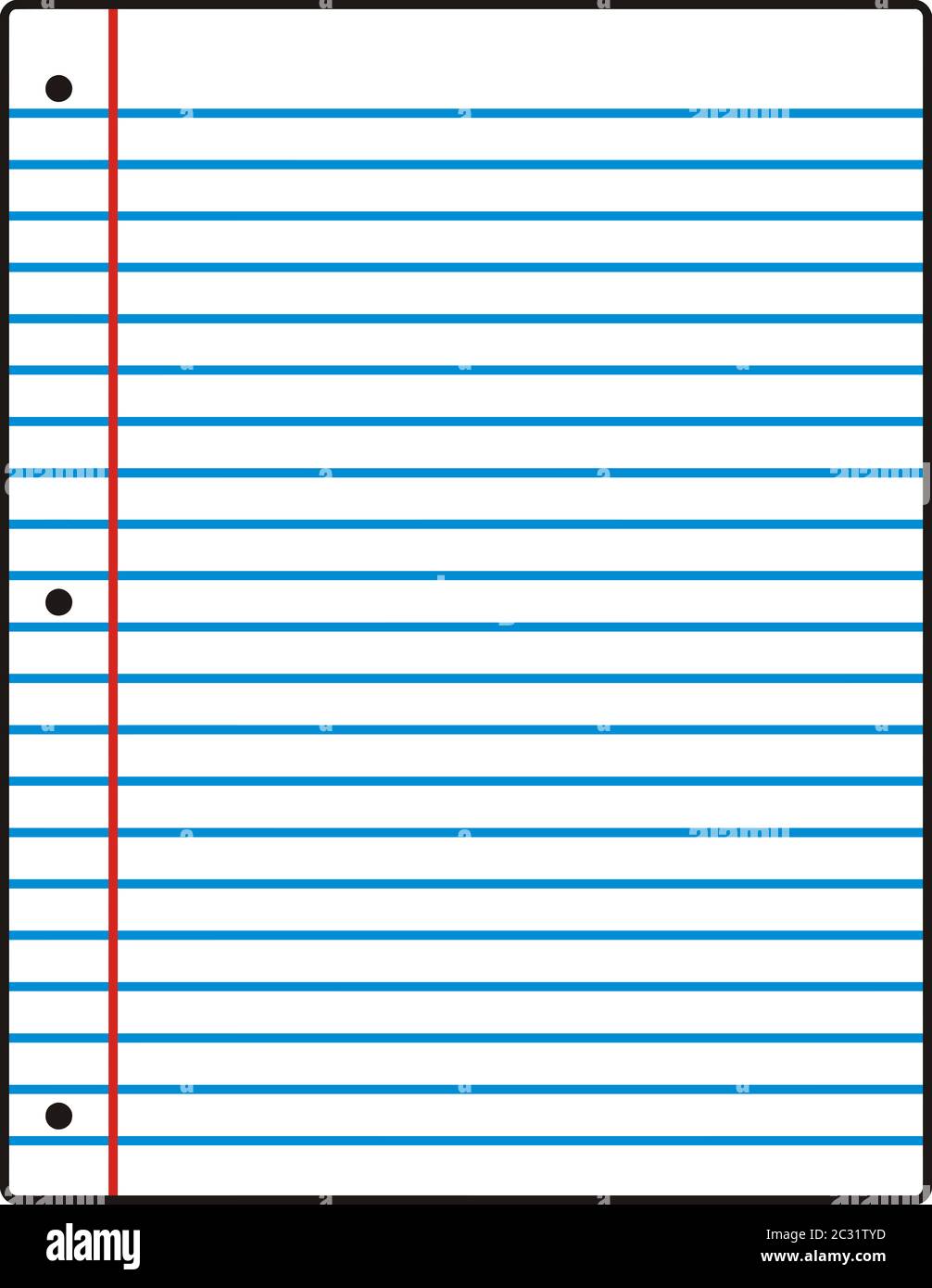 He aprendido Bigote Oxido papel cuaderno líneas hoja en blanco documento blanco ilustración azul  Fotografía de stock - Alamy