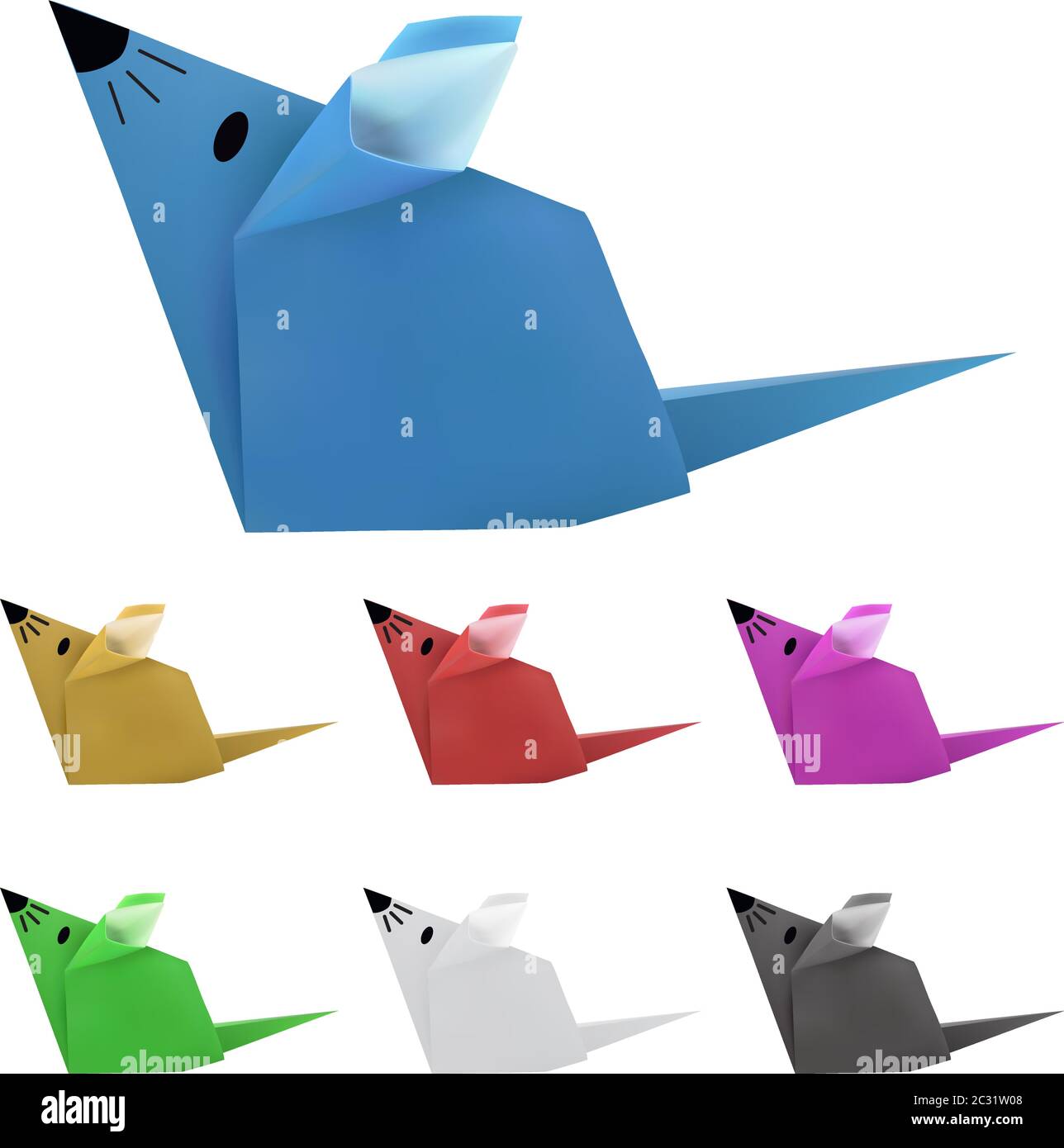 Ratón Origami hecho de papel sobre fondo blanco Imagen Vector de stock -  Alamy