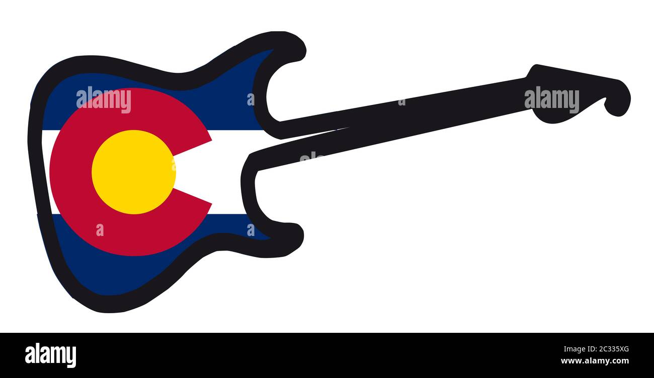 Una guitarra eléctrica de cuerpo sólido original aislado sobre blanco con  la bandera del estado de Colorado Fotografía de stock - Alamy
