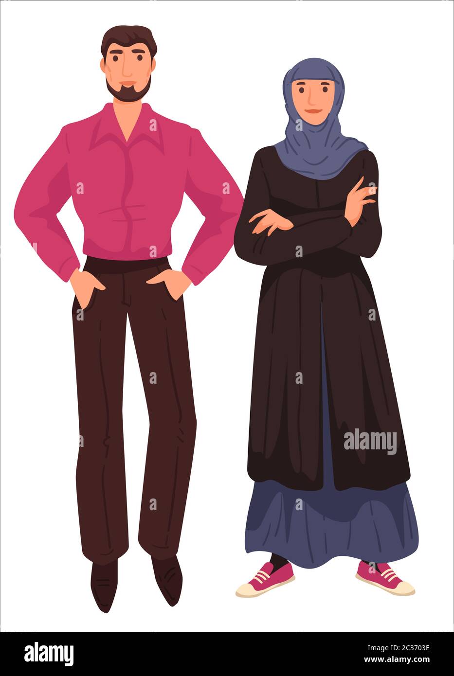 cocinar Positivo Rebaja Pareja musulmana, ropa árabe de hombre y mujer Imagen Vector de stock -  Alamy