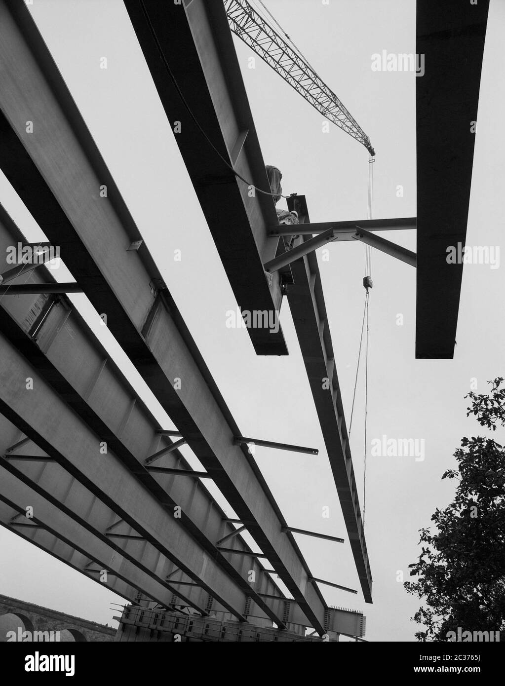 La construcción de un viaducto de carretera, en la circunvalación Merthyr Tydfil, al sur de Gales, Reino Unido en 1996 Foto de stock