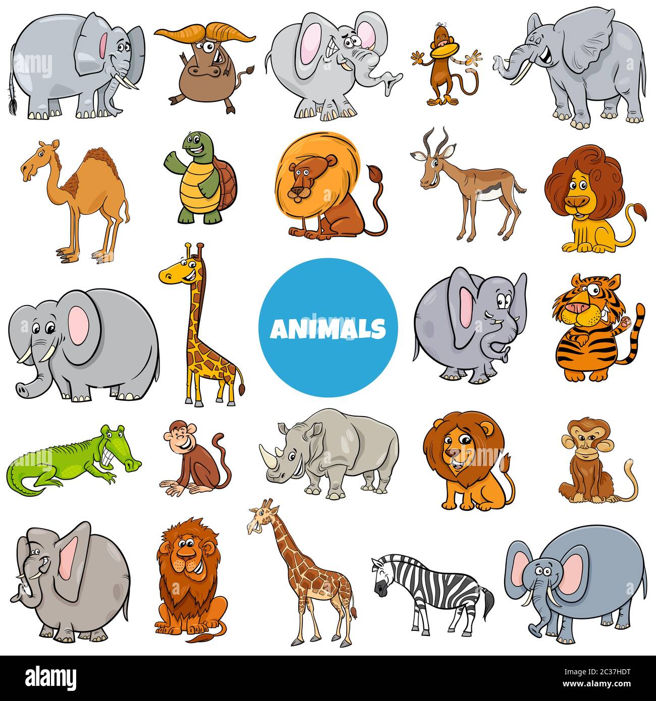 Dibujos animados personajes de animales silvestres conjunto grande  Fotografía de stock - Alamy