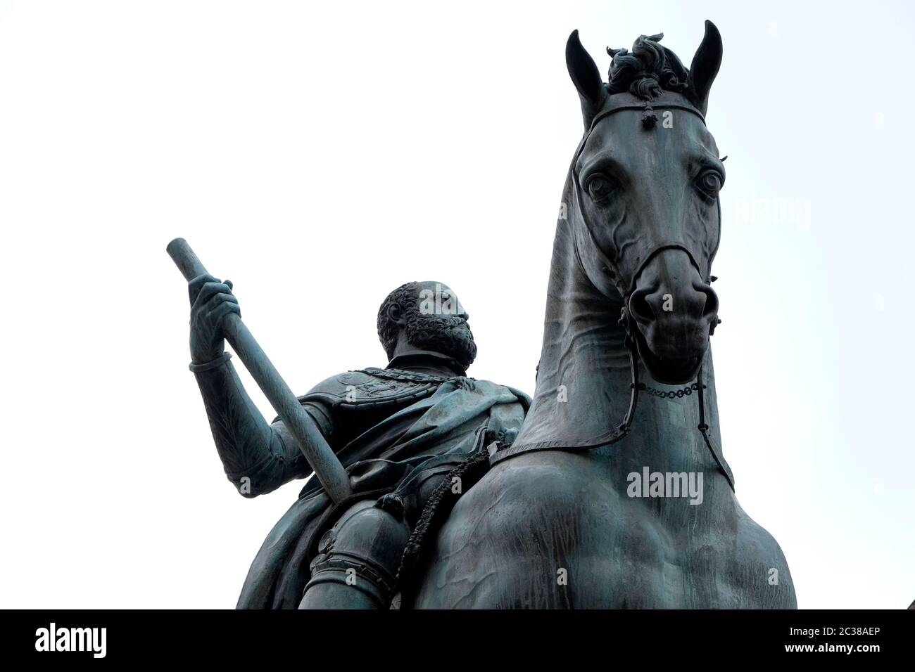 Estatua ecuestre de Cosimo de Medici, Cosimo I, Piazza della Signoria, Florencia, Italia. Foto de stock