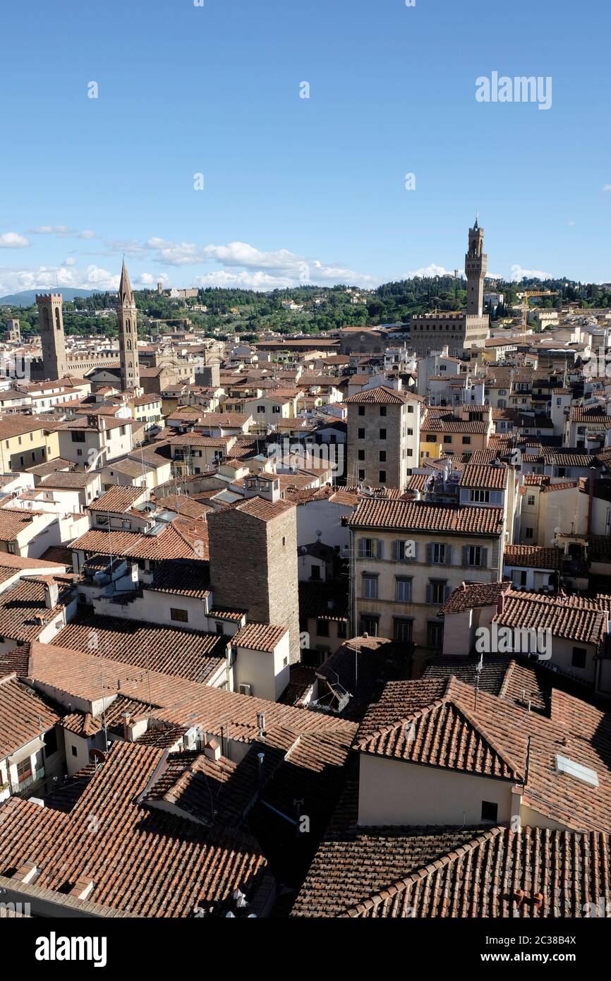 Vista de Florencia desde el Campanile de Giotto, Piazza del Duomo. Foto de stock