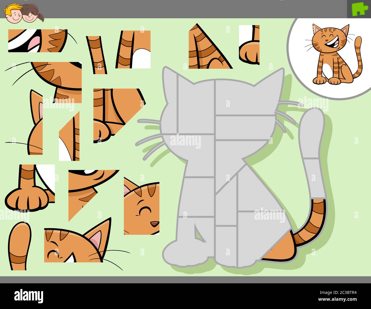 juego de rompecabezas con personaje de gato de dibujos animados Fotografía  de stock - Alamy