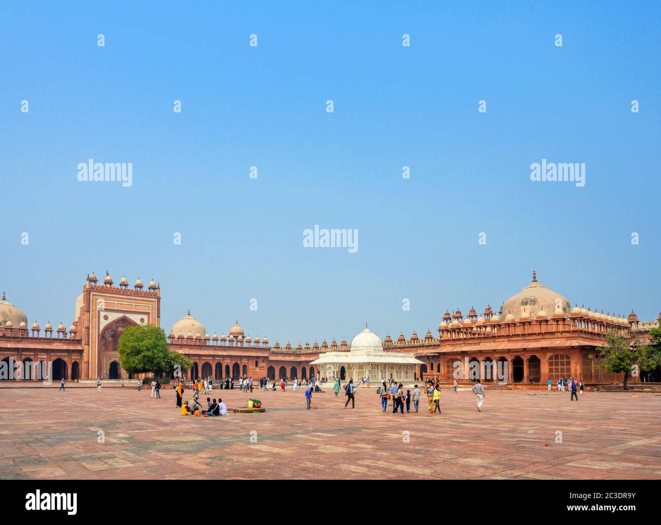Patio en Jama Masjid, Fatehpur Sikri, Distrito Agra, Uttar Pradesh, India Foto de stock