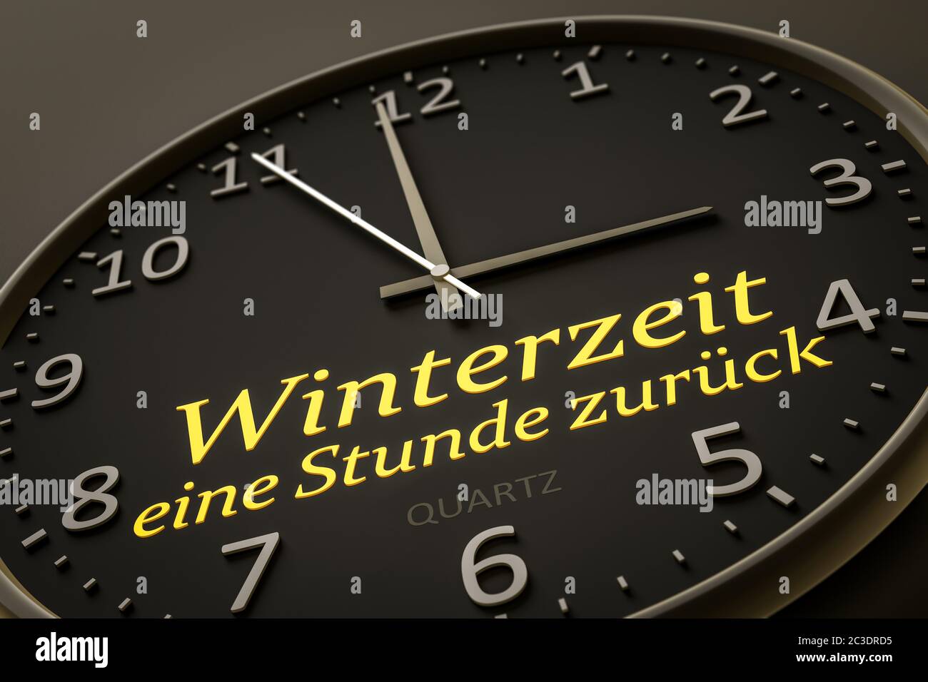 horario de verano de invierno una hora atrás moderno reloj negro Foto de stock