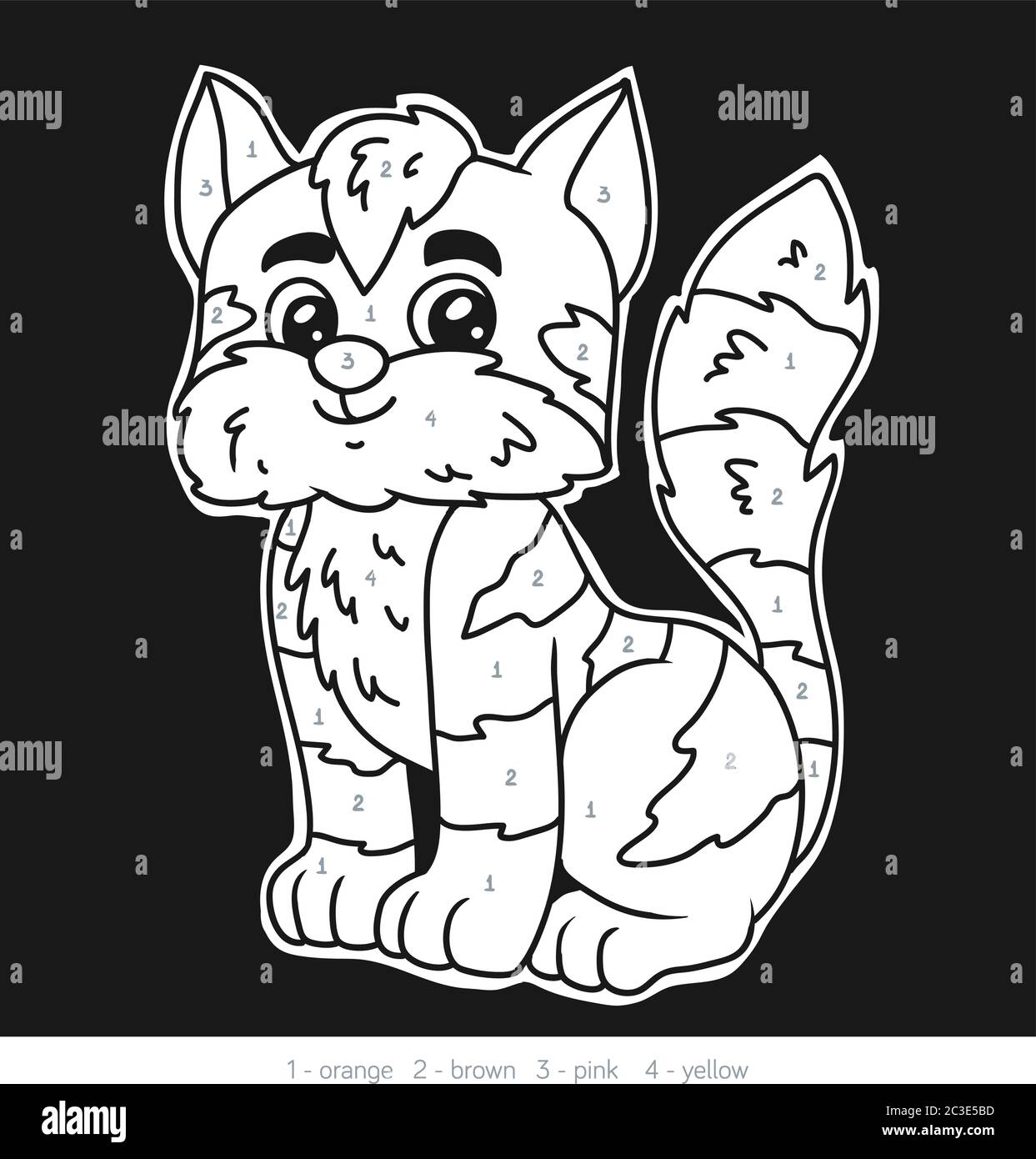 Color por número, juego de educación para niños, gato Imagen Vector de stock - Alamy Color por número, juego de educación para niños, gato Imagen Vector de stock - Alamy