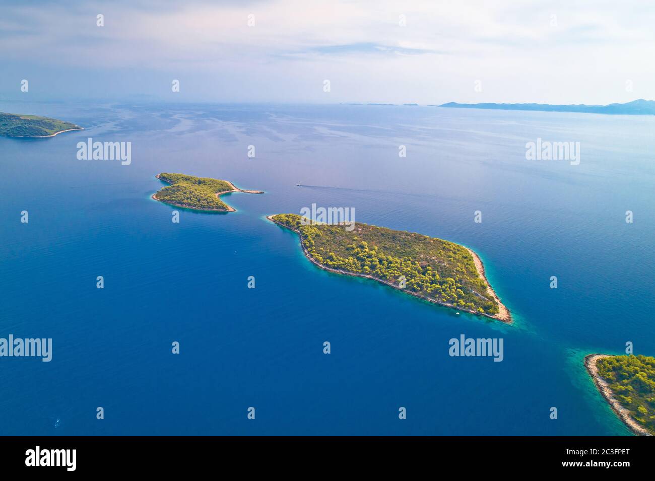 Vista aérea del archipiélago de la isla pequeña, isla Korcula Foto de stock