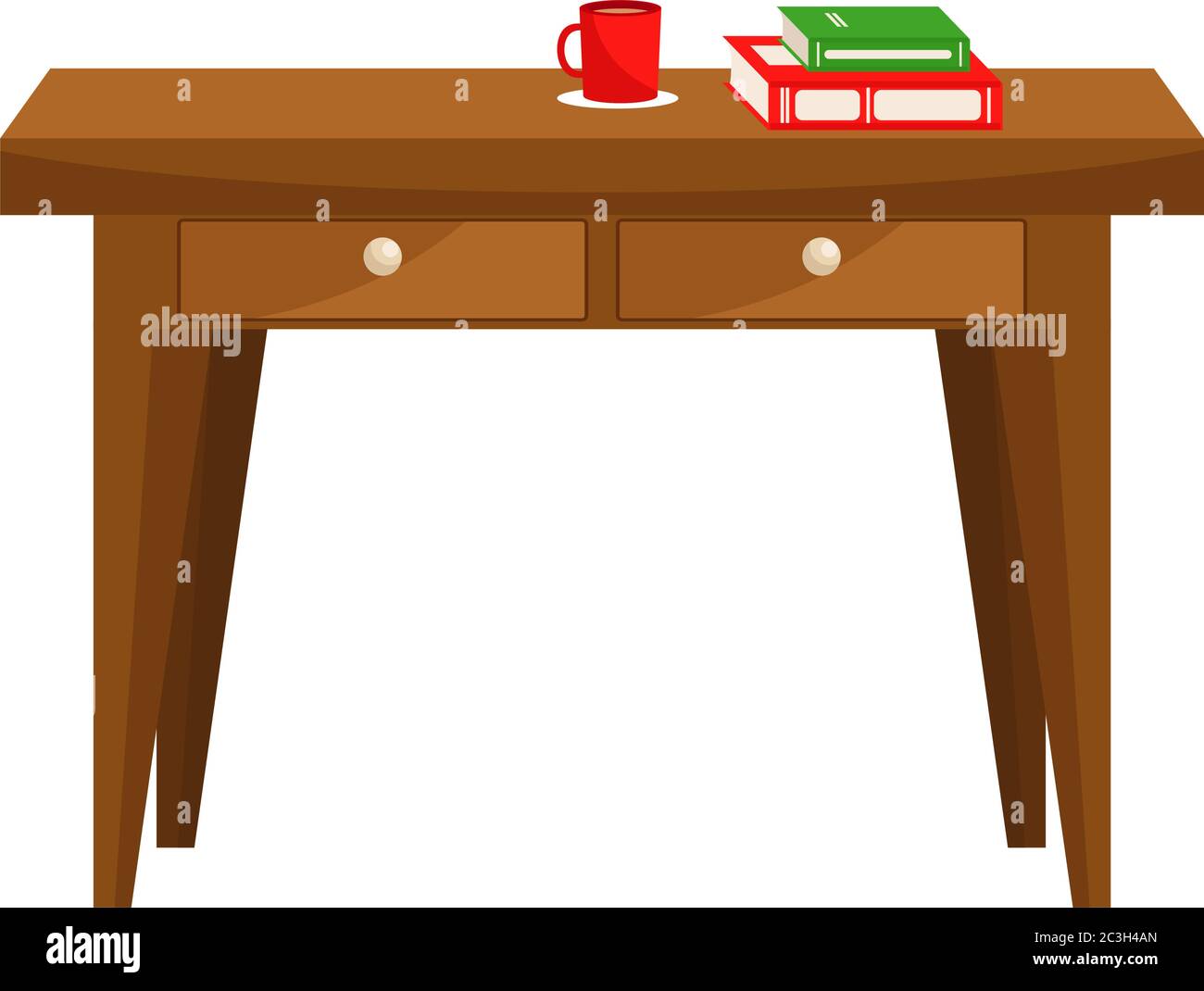 Escritorio de madera. Mesa con cajones. Ilustración vectorial sobre el tema  del mobiliario Imagen Vector de stock - Alamy