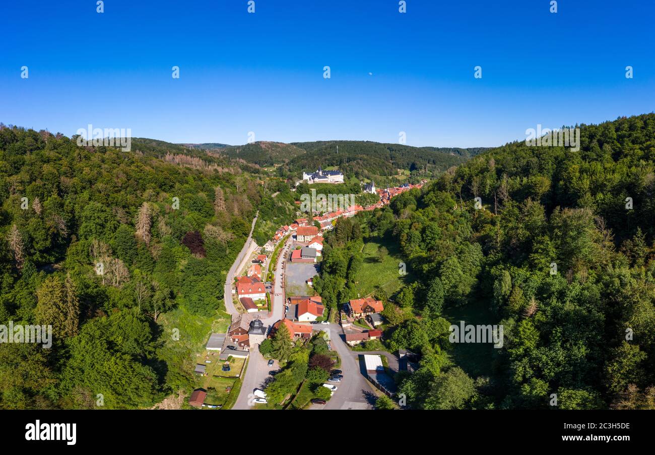 Stolberg en la ciudad europea de las montañas de Harz Foto de stock