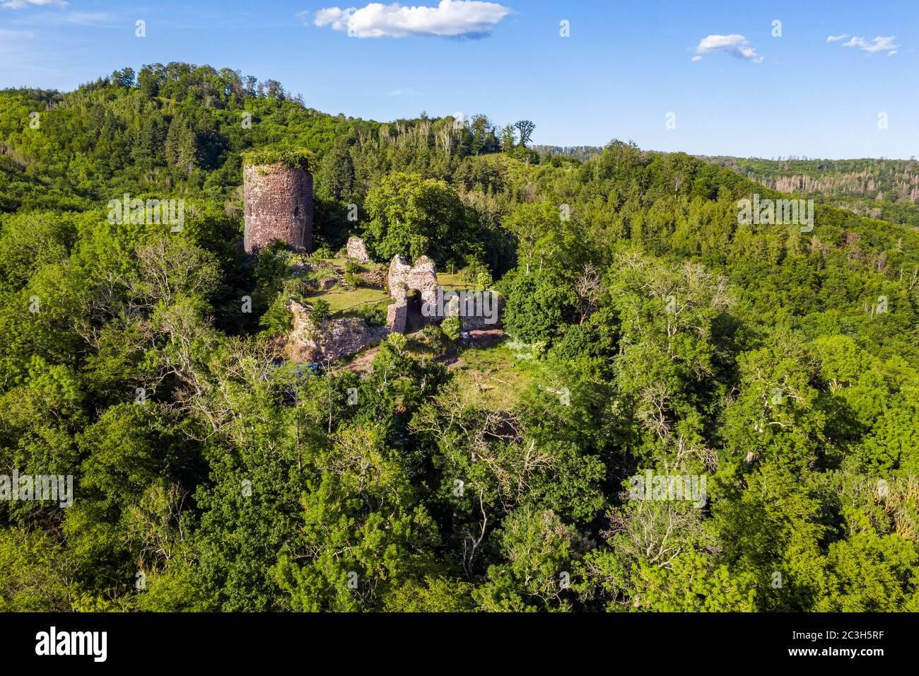 Ruinas del castillo de Ebersburg en el Harz Hermannsacker Foto de stock