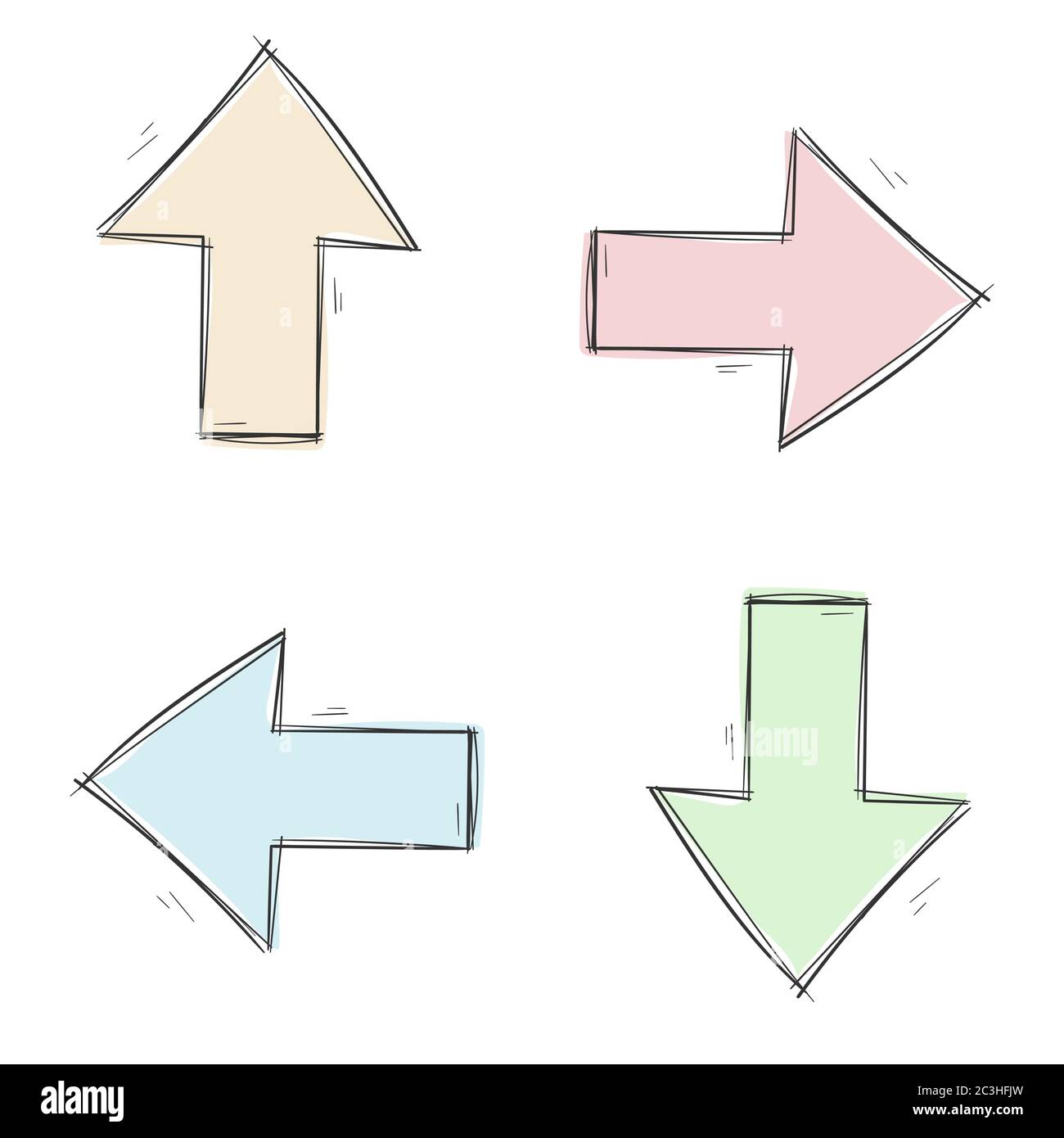 Flechas. Dibujo dibujado a mano de color Imagen Vector de stock - Alamy