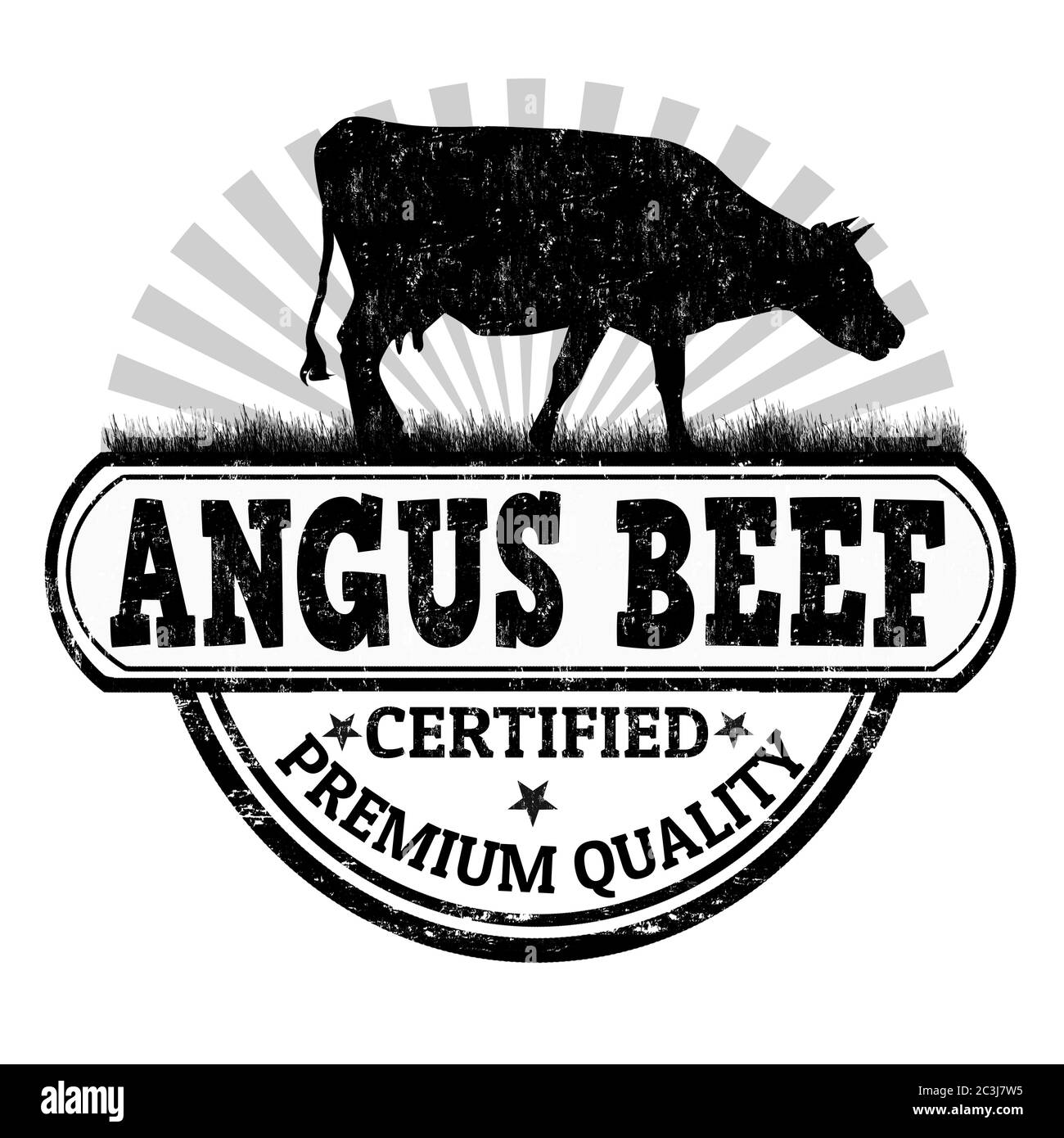 Ilustración de un sello de carne de vacuno Angus aislado sobre un blanco  antecedentes Fotografía de stock - Alamy