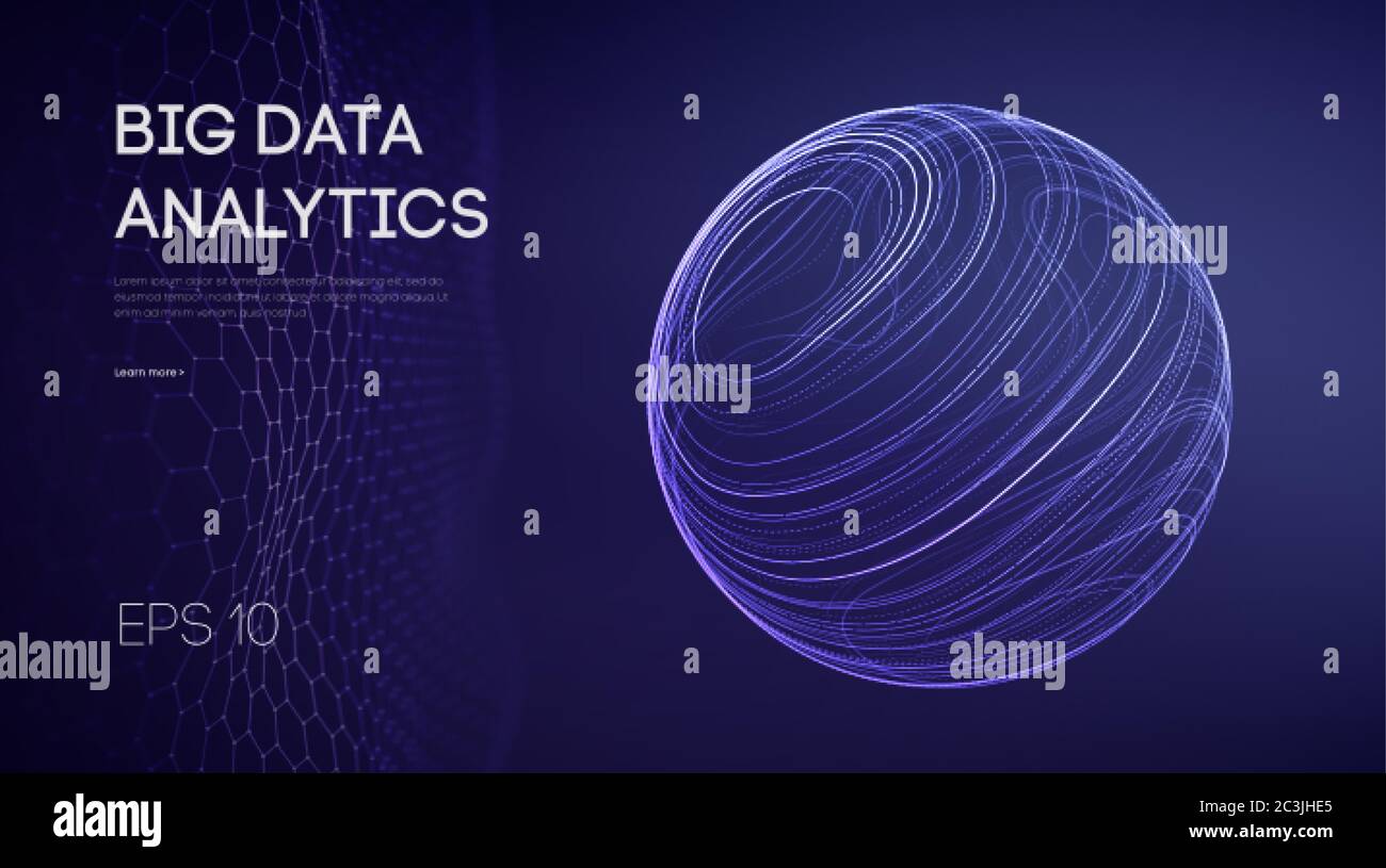 Análisis de inteligencia artificial. Concepto de ciencia de la tecnología de datos. Análisis de redes resumen de esfera. Futurista ai nube digital. Vector de tecnología cibernética Ilustración del Vector