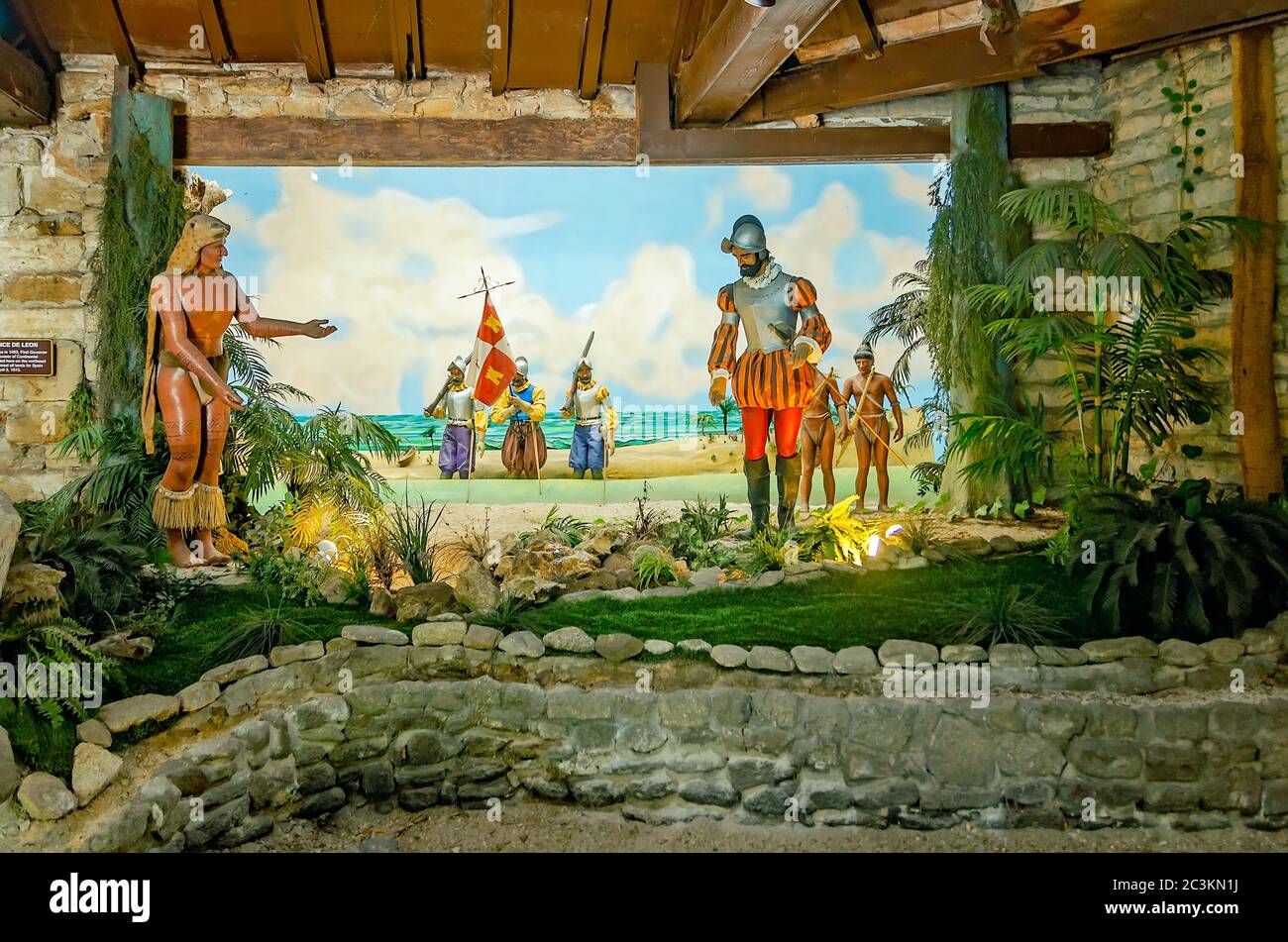 Un diorama tridimensional y de vida representa al explorador Ponce de