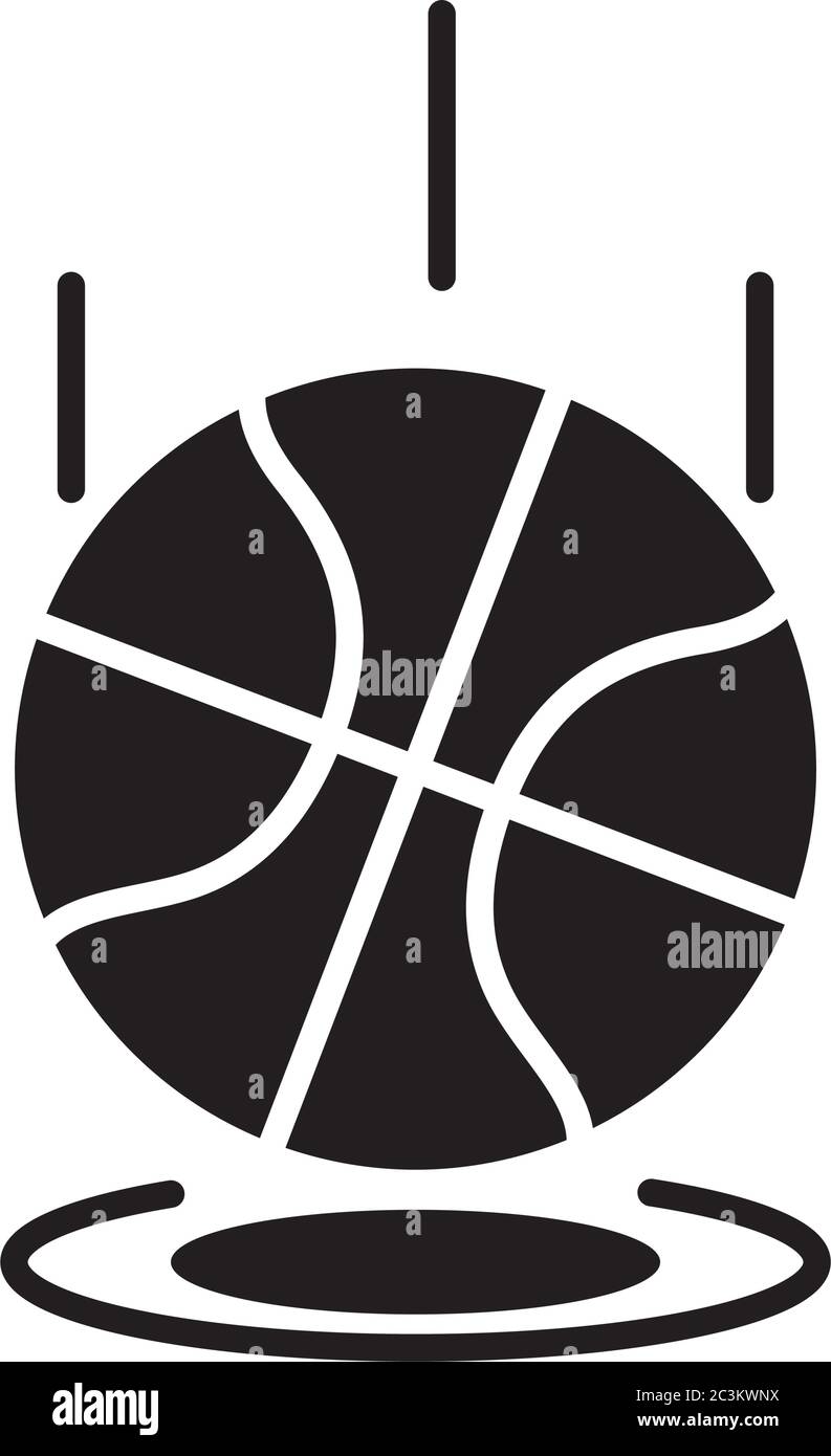 juego de baloncesto, pelota rebotando recreación deporte silueta estilo icono ilustración Imagen Vector de - Alamy