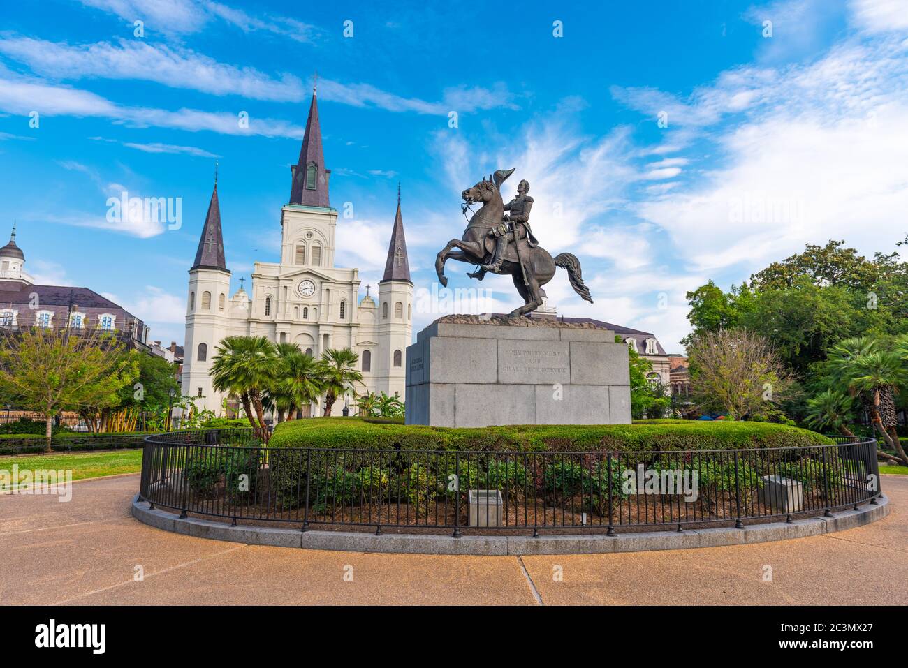 New Orleans, Louisiana, EE.UU en Jackson Square y la Catedral de St. Louis. Foto de stock