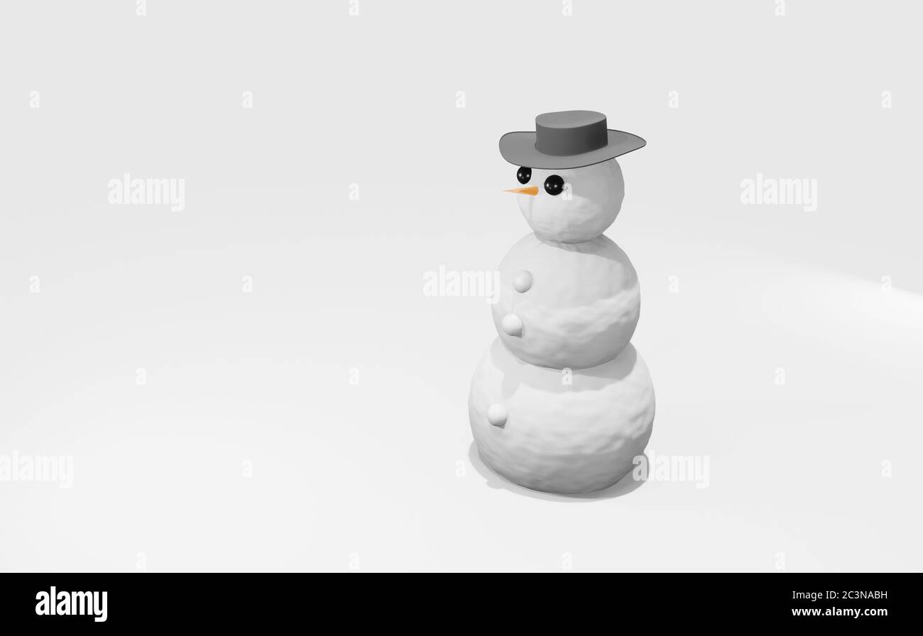 personaje de renderizado en 3d, blanco alegre muñeco de nieve dibujo animado  iluración aislado sobre fondo blanco Fotografía de stock - Alamy
