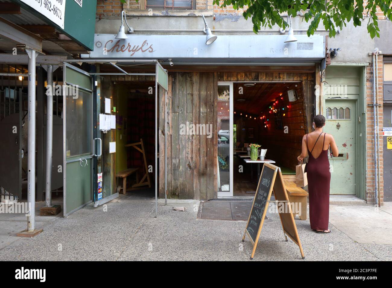 Cheryl's Global Soul, 236 Underhill Ave, Brooklyn, Nueva York, foto del escaparate de un restaurante de comida Soul en el barrio de Prospect Heights. Foto de stock