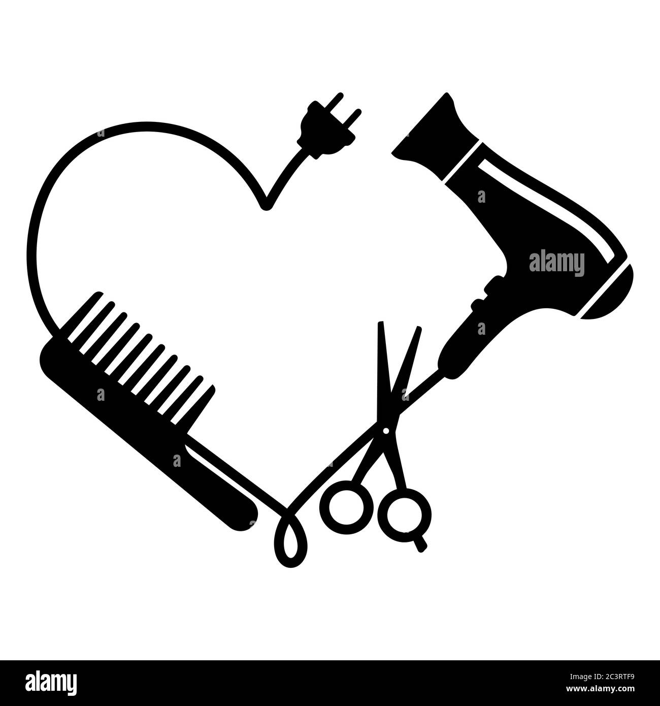 Vector logo peluquería: Peine, secador de pelo y tijeras Imagen Vector de  stock - Alamy