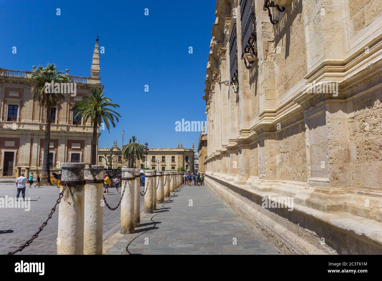 Muro de la catedral histórica de Sevilla, España Foto de stock