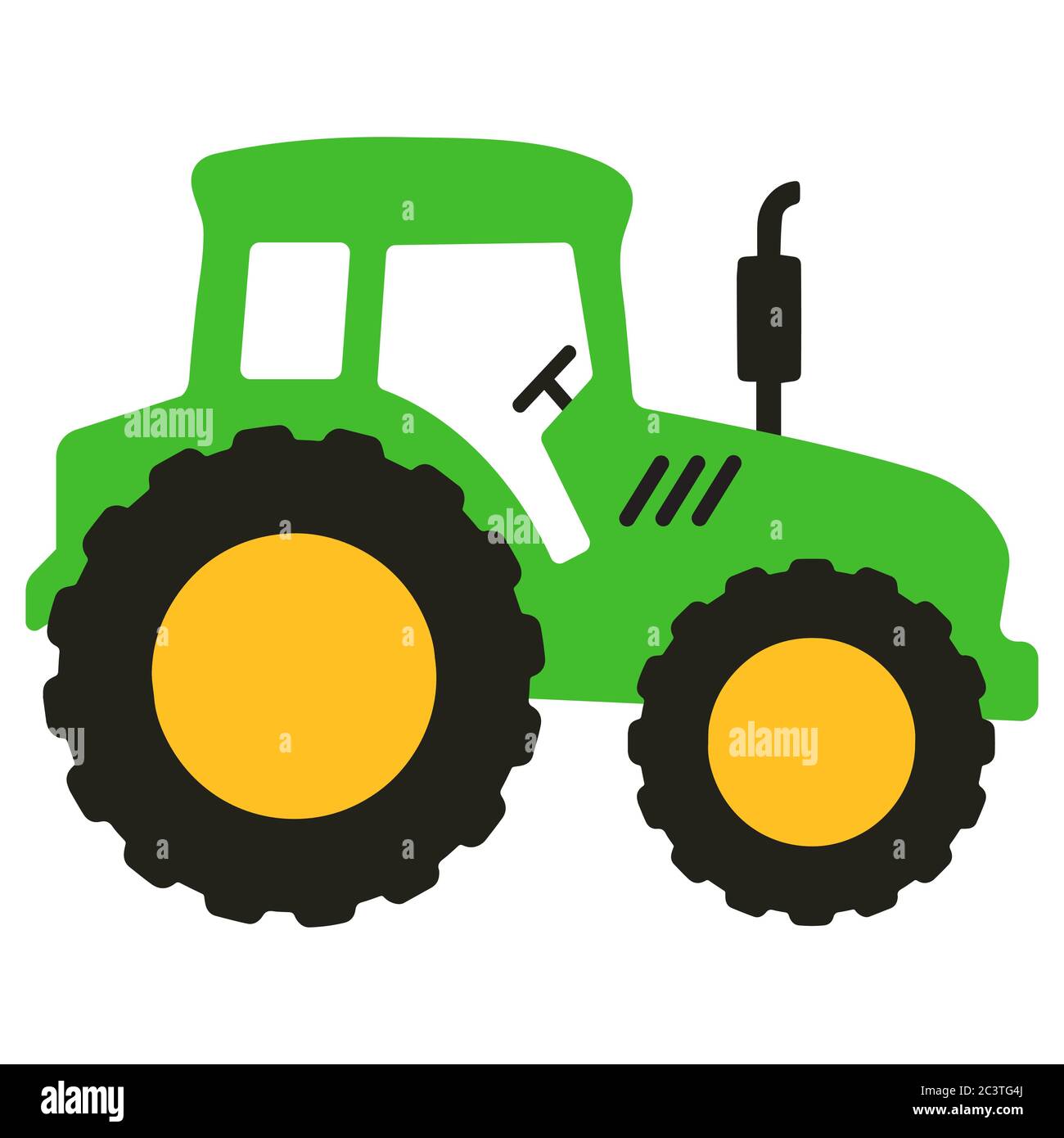 Dibujo de dibujos animados vector tractor verde grande aislado Imagen  Vector de stock - Alamy