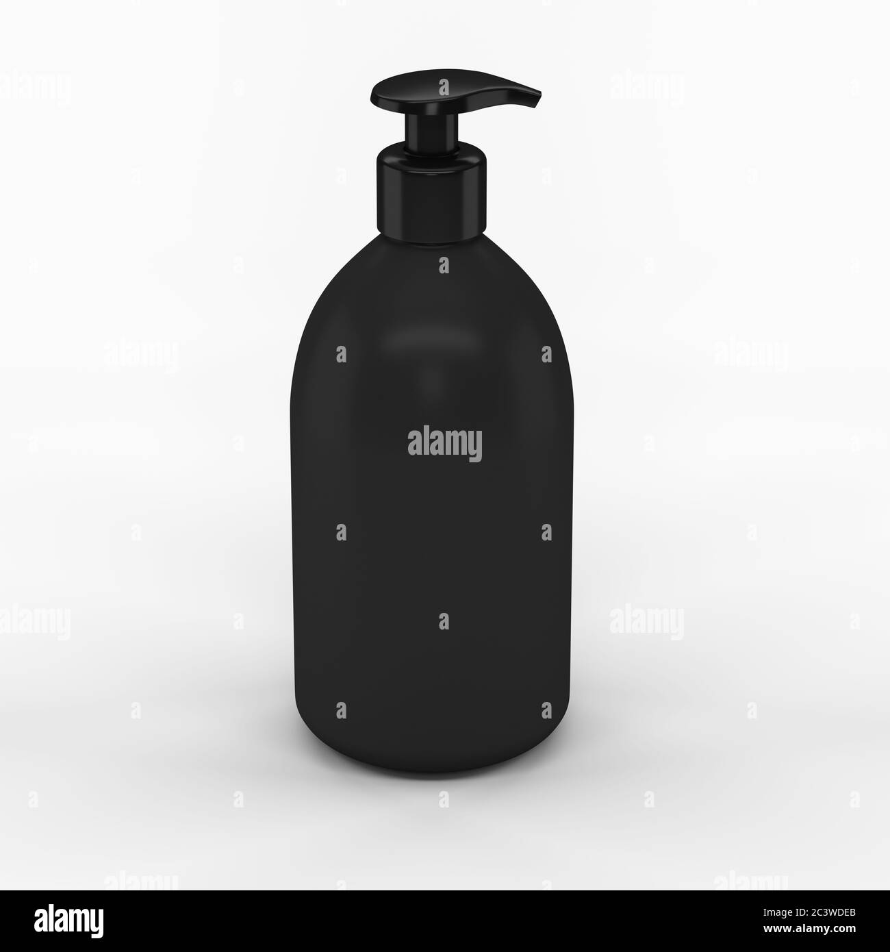 Botella de plástico negro con dispensador para cosméticos - Mockup.ilustración 3d Foto de stock