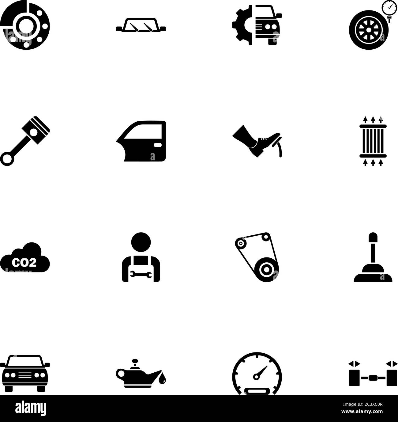 Icono automático - expandir a cualquier tamaño - Cambiar a cualquier color. Perfect Flat Vector contiene iconos como coche, mecánico, correa de distribución, colapso de convergencia, Ilustración del Vector