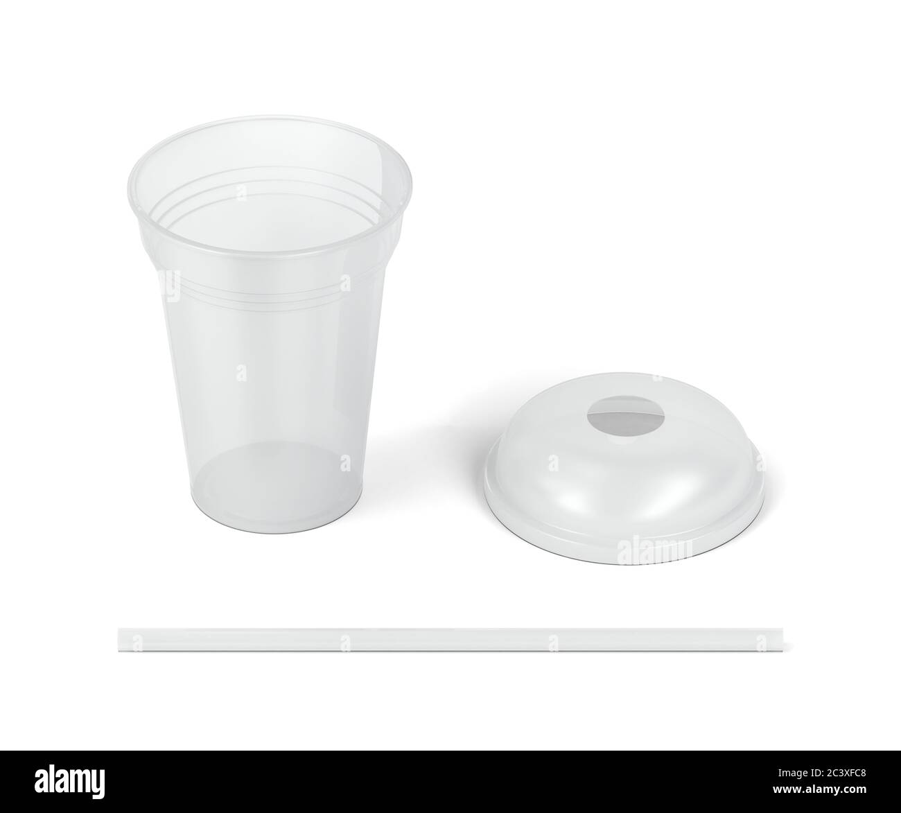 Vaso de plástico vacío con tapa y pajita para bebidas frías Fotografía de  stock - Alamy