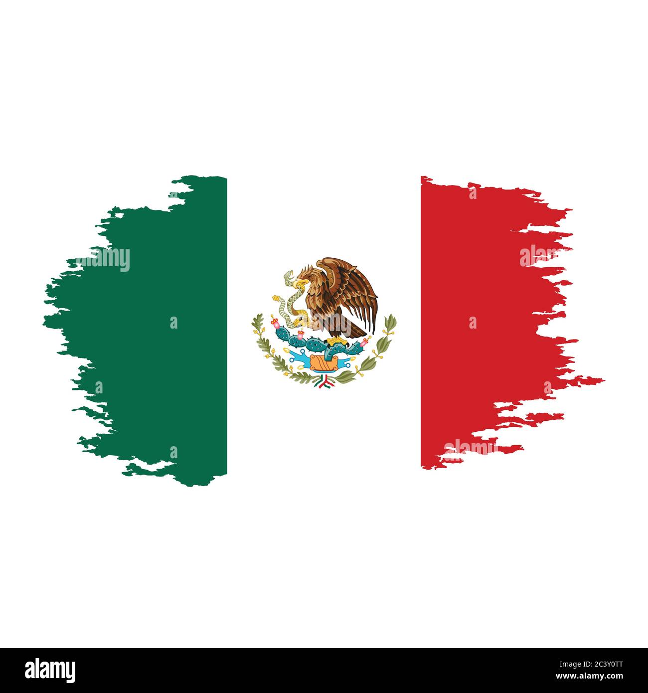 Bandera De México Pintada Con Brocha De Grunge Aislada Sobre Fondo