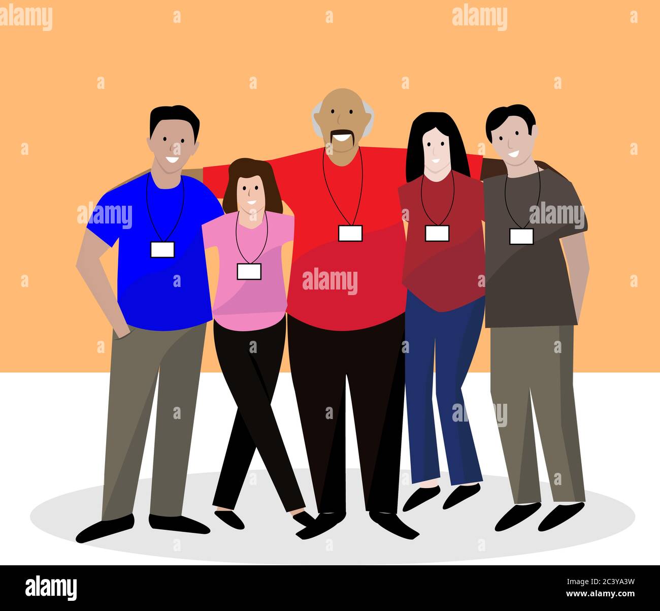 Feliz grupo de trabajo vector dibujos animados personajes de trabajo en  equipo ilustración Imagen Vector de stock - Alamy