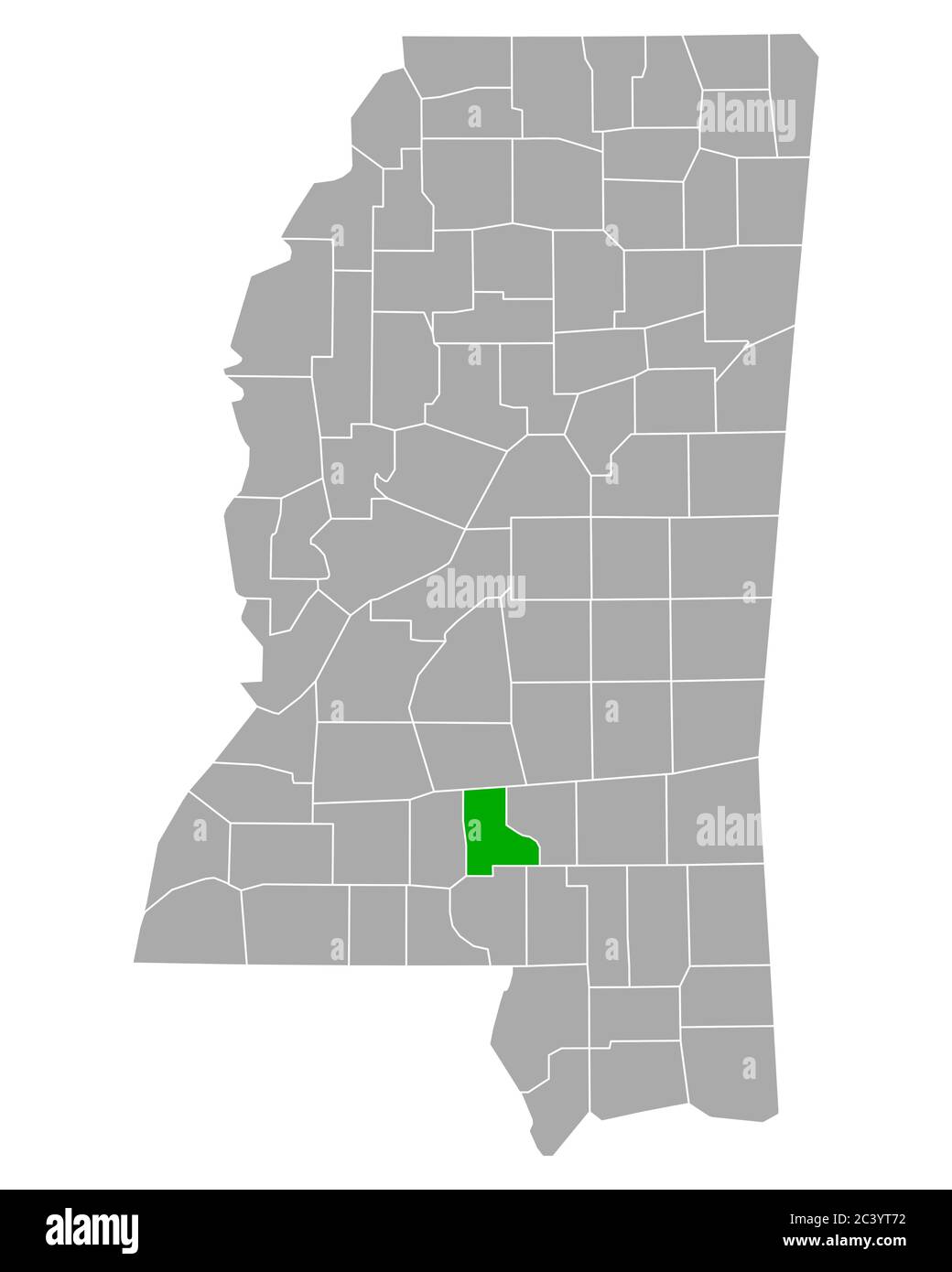 Mapa de Jefferson Davis en Mississippi Foto de stock