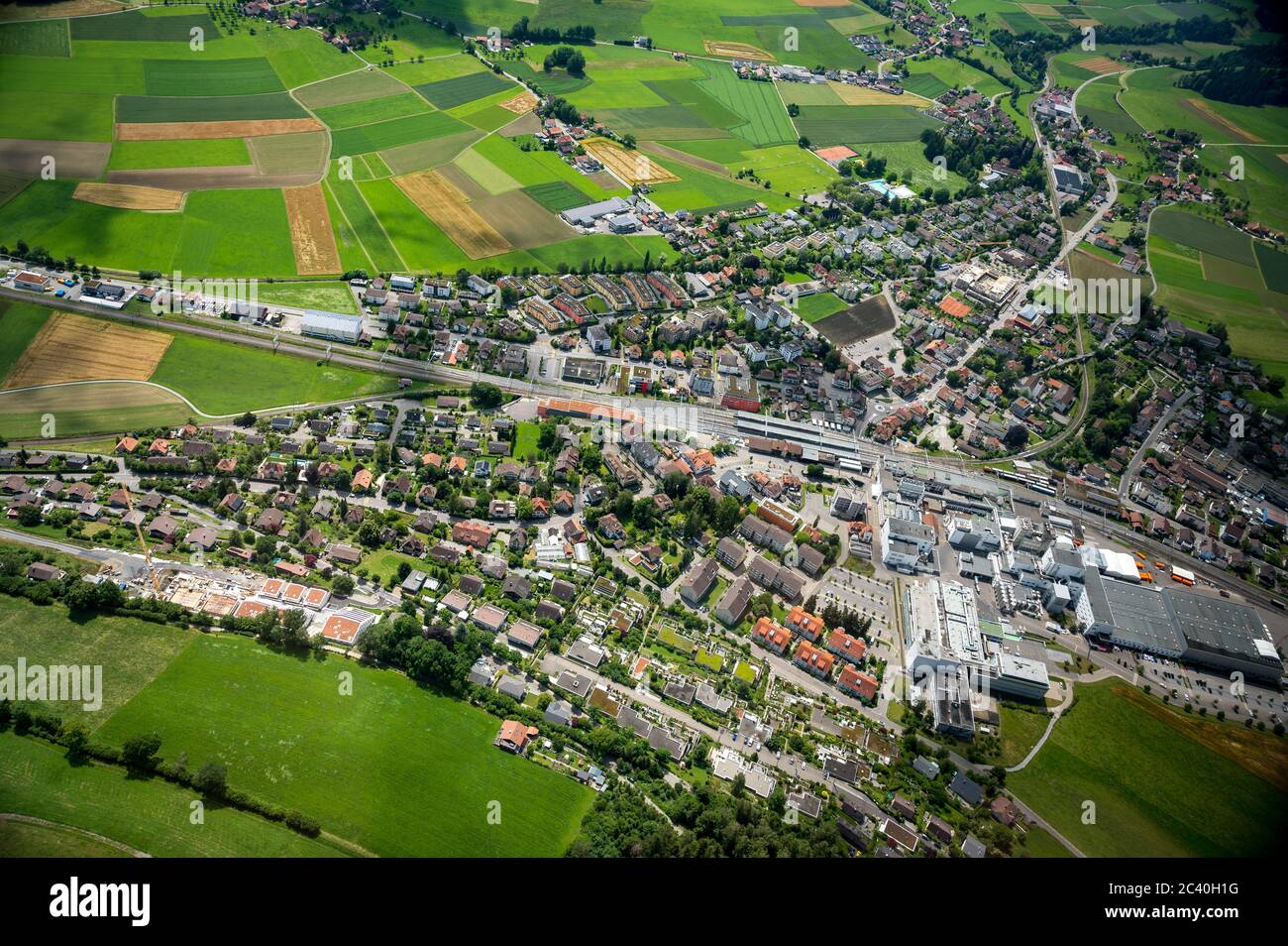 Vista aérea de Konolfingen en Emmental Foto de stock