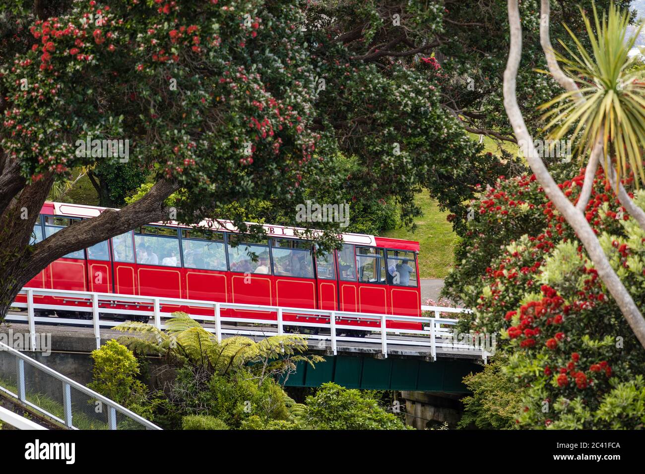 Wellington, Nueva Zelanda: Teleférico de Wellington, un funicular entre Lambton Quay y Kelburn, un suburbio en las colinas con vistas a la ciudad. Foto de stock