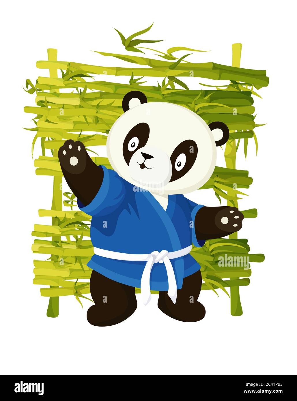 Lindo oso panda, reuniendo tallos de bambú plana ilustración aislada de vectores Ilustración del Vector