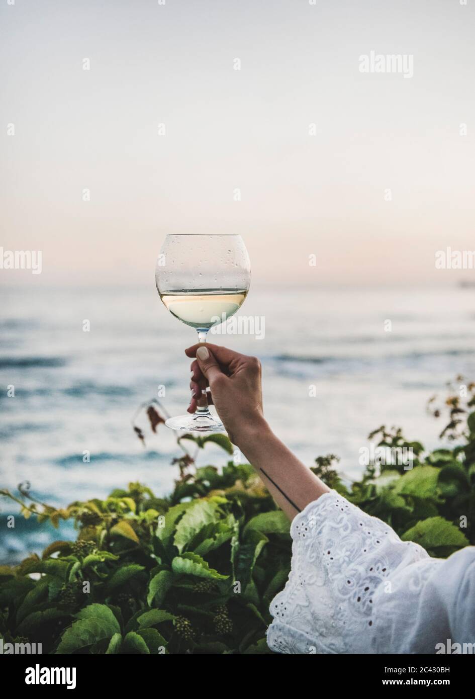 https://c8.alamy.com/compes/2c430bh/mujeres-mano-en-blanco-encaje-manga-vestido-con-copa-de-vino-blanco-con-hermosos-colores-de-puesta-de-sol-y-el-horizonte-del-mar-en-el-fondo-picnic-de-verano-y-refre-2c430bh.jpg