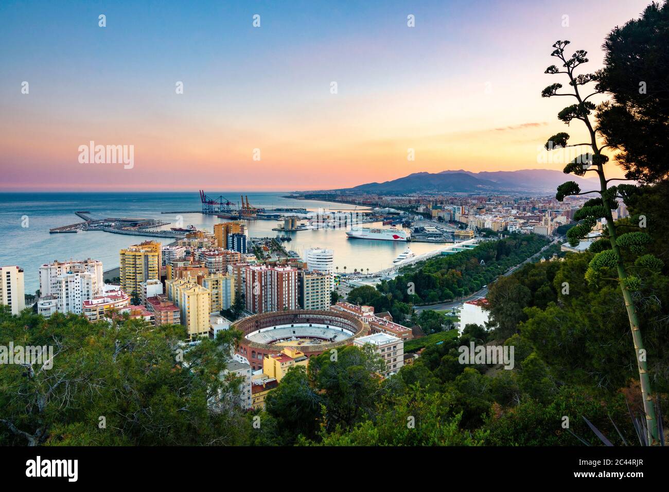Vista desde el mirador de Gibralfaro - Málaga, España Foto de stock