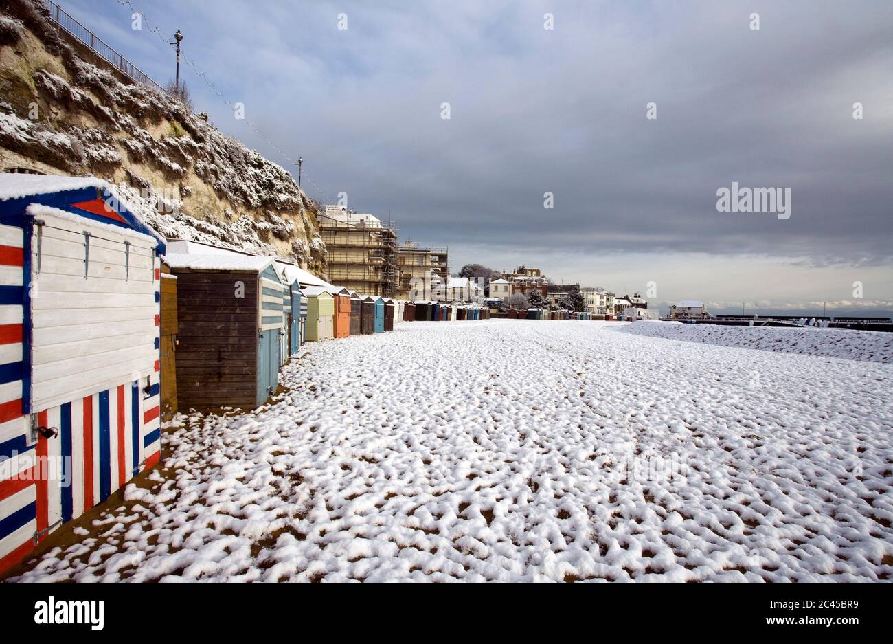 Playa en invierno, Broadstairs, Kent, Inglaterra Foto de stock