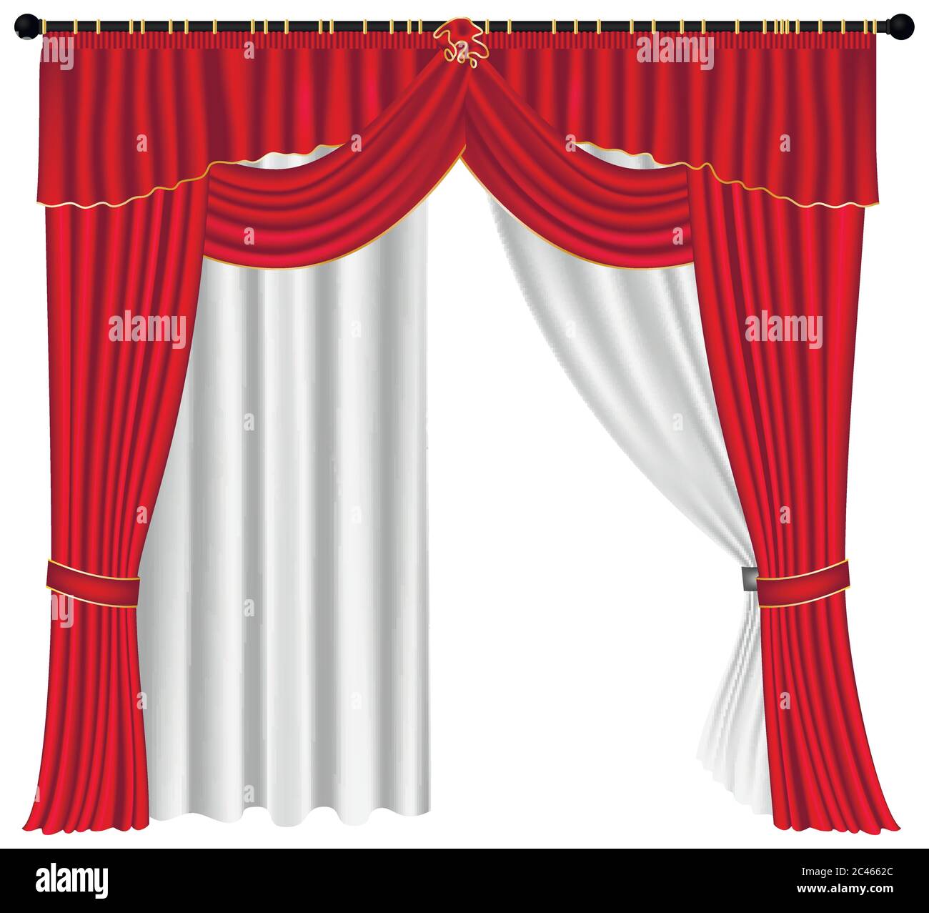 https www alamy es cortinas de lujo y cortinas de color rojo sobre fondo blanco realista ilustracion vectorial image364012836 html