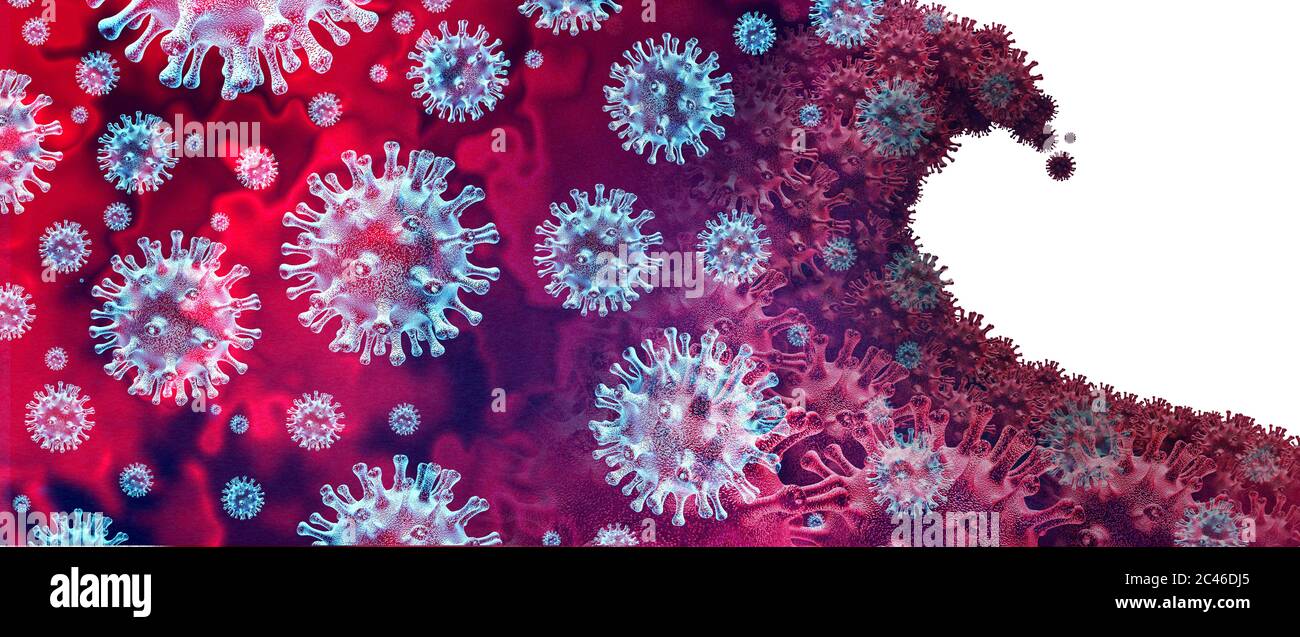 El aumento de la enfermedad y el riesgo de virus de la segunda ola y el brote de covid o la crisis pandémica de coronavirus o la gripe como casos crecientes de gripe o covid-19. Foto de stock