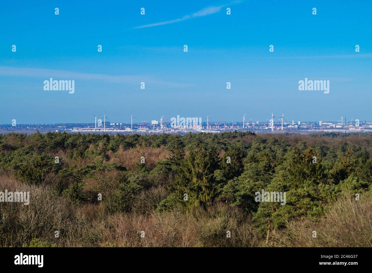 Horizonte de Hamburgo desde un punto de vista en el sur Foto de stock