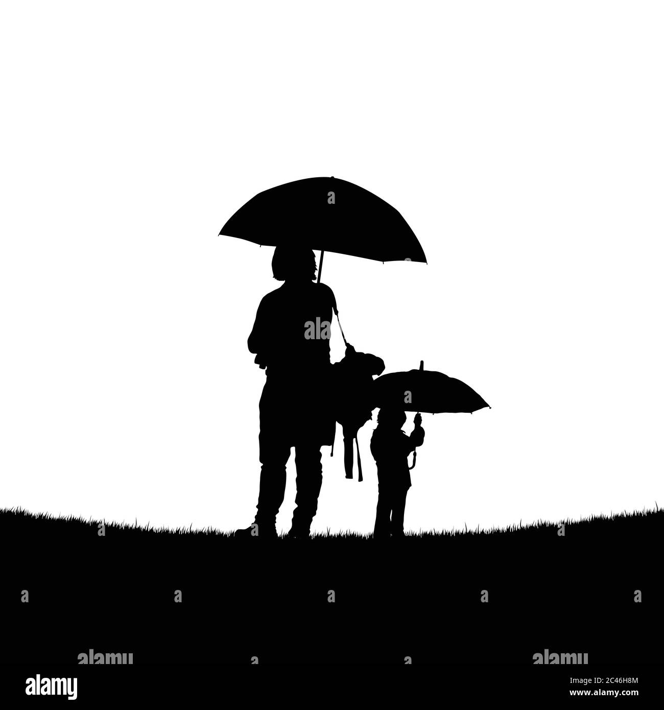prosa simpático Suelto madre e hija con paraguas de color negro Imagen Vector de stock - Alamy