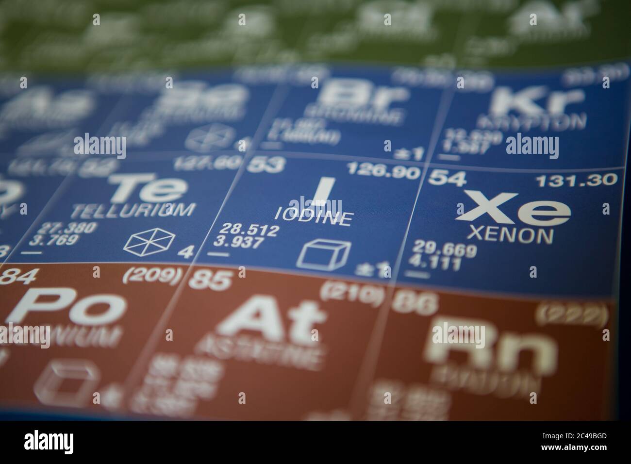 Yodo en la tabla periódica de elementos Fotografía de stock - Alamy